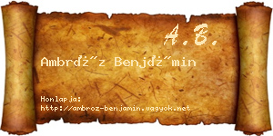 Ambróz Benjámin névjegykártya
