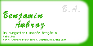 benjamin ambroz business card